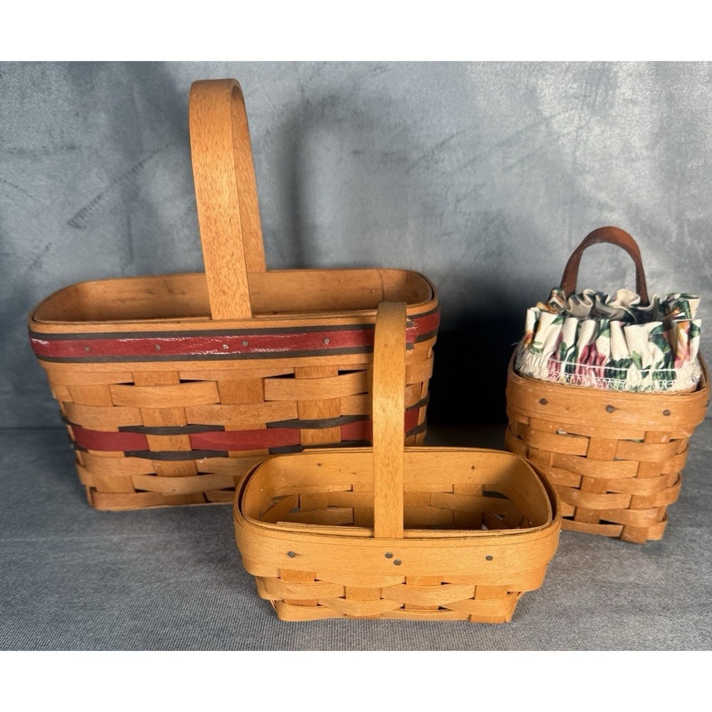 Longaberger Signed Dated 1994-96 -98 Chive Americana Basket Lot of 3